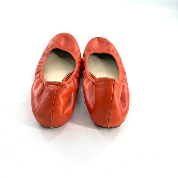 Vera Wang Lavender Lillian Ballet Flats 8 Orange Coral Leather Prep Classic - Picture 5 of 7
